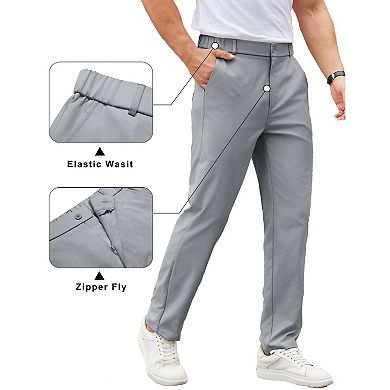 COOFANDY Men' Chinos Pants Regular Fit Flex Waistband Flat Front Golf Slacks Lightweight Trousers
