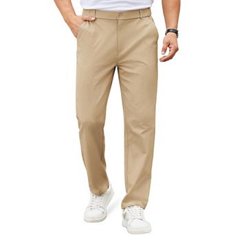 COOFANDY Men' Chinos Pants Regular Fit Flex Waistband Flat Front Golf Slacks Lightweight Trousers