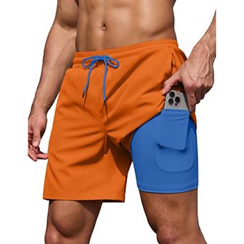 COOFANDY Mens Bathing Suit 7 Inch Inseam Stretch Beach Swim Shorts with Zipper Pockets Built in