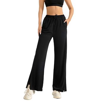 Women's 2026 Summer Wide Leg Pants High Waisted Drawstring Split Hem With Pockets Casual Lounge