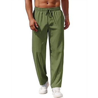 COOFANDY Men Casual Linen Pants Summer Relaxed Trousers Straight-Legs Beach Yoga Slacks