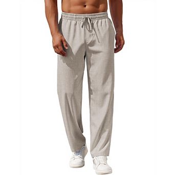 COOFANDY Men Casual Linen Pants Summer Relaxed Trousers Straight-Legs Beach Yoga Slacks