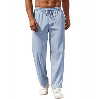 COOFANDY Men Casual Linen Pants Summer Relaxed Trousers Straight-Legs Beach Yoga Slacks