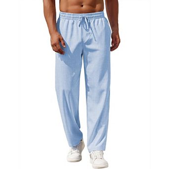 COOFANDY Men Casual Linen Pants Summer Relaxed Trousers Straight-Legs Beach Yoga Slacks