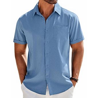COOFANDY Men' Casual Button Down Shirts Short Sleeve Beach Summer Shirt Vacation Wedding Shirts