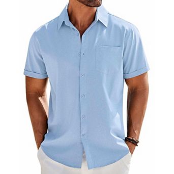 COOFANDY Men' Casual Button Down Shirts Short Sleeve Beach Summer Shirt Vacation Wedding Shirts