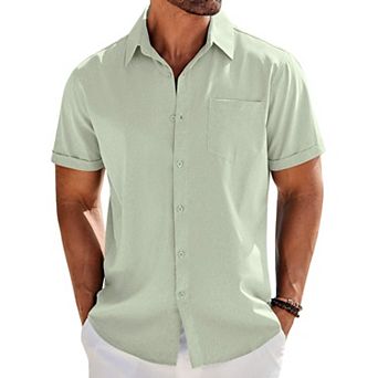 COOFANDY Men' Casual Button Down Shirts Short Sleeve Beach Summer Shirt Vacation Wedding Shirts