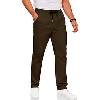 COOFANDY Men' Elastic Waist Pants Casual Pull On Cotton Long Pants Stretch Waistband Leisure Pants