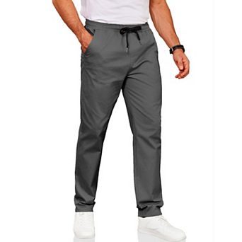 COOFANDY Men' Elastic Waist Pants Casual Pull On Cotton Long Pants Stretch Waistband Leisure Pants