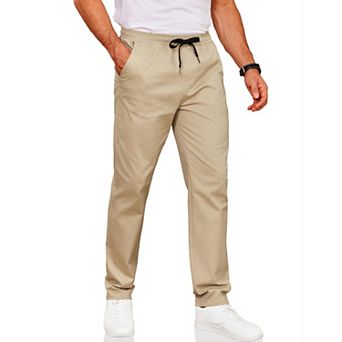COOFANDY Men' Elastic Waist Pants Casual Pull On Cotton Long Pants Stretch Waistband Leisure Pants