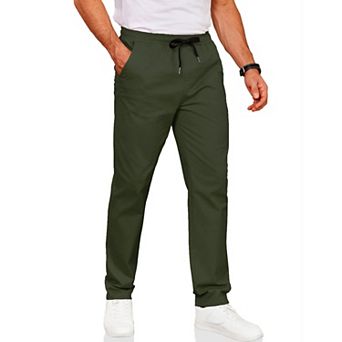 COOFANDY Men' Elastic Waist Pants Casual Pull On Cotton Long Pants Stretch Waistband Leisure Pants