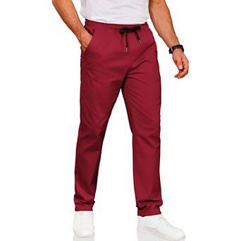 COOFANDY Men' Casual Pants Cotton Twill Drawstring Elastic Waist Chino Dress Pants Loose Fit