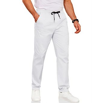 COOFANDY Men' Casual Pants Cotton Twill Drawstring Elastic Waist Chino Dress Pants Loose Fit