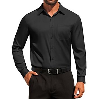 COOFANDY Men' Dress Shirts Solid Formal Shirt Wrinkle Free Stretch Long Sleeve Business Shirt