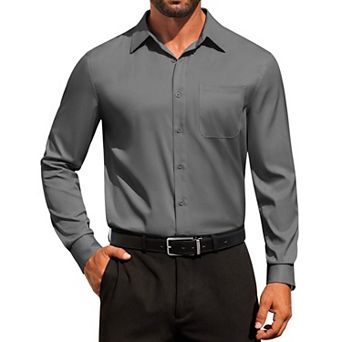 COOFANDY Men' Dress Shirts Solid Formal Shirt Wrinkle Free Stretch Long Sleeve Business Shirt