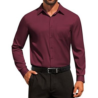 COOFANDY Men' Dress Shirts Solid Formal Shirt Wrinkle Free Stretch Long Sleeve Business Shirt