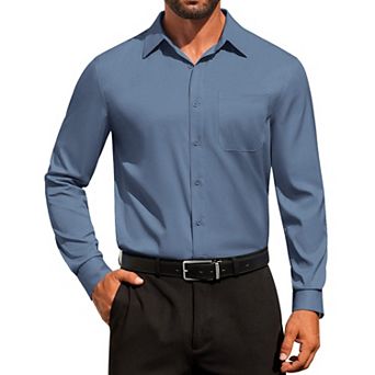 COOFANDY Men' Dress Shirts Solid Formal Shirt Wrinkle Free Stretch Long Sleeve Business Shirt