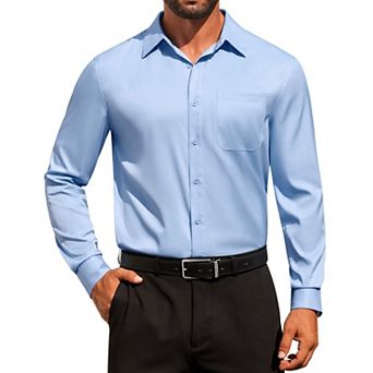 COOFANDY Men' Dress Shirts Solid Formal Shirt Wrinkle Free Stretch Long Sleeve Business Shirt