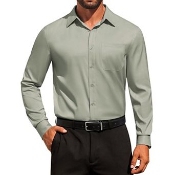 COOFANDY Men' Dress Shirts Solid Formal Shirt Wrinkle Free Stretch Long Sleeve Business Shirt