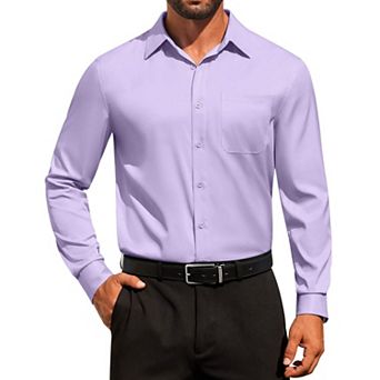 COOFANDY Men' Dress Shirts Solid Formal Shirt Wrinkle Free Stretch Long Sleeve Business Shirt