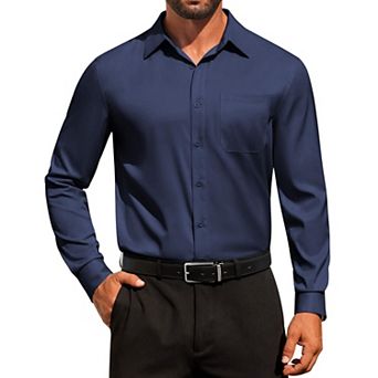 COOFANDY Men' Dress Shirts Solid Formal Shirt Wrinkle Free Stretch Long Sleeve Business Shirt