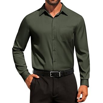 COOFANDY Men' Dress Shirts Solid Formal Shirt Wrinkle Free Stretch Long Sleeve Business Shirt