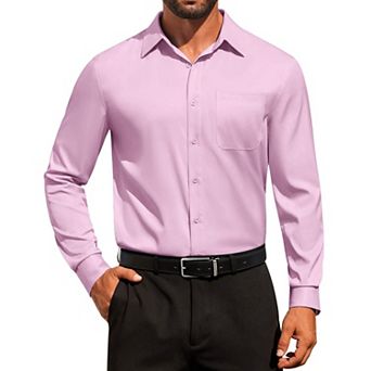 COOFANDY Men' Dress Shirts Solid Formal Shirt Wrinkle Free Stretch Long Sleeve Business Shirt