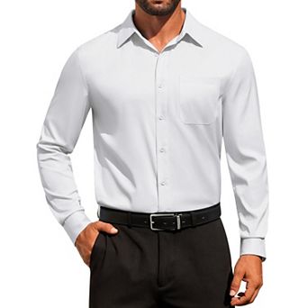 COOFANDY Men' Dress Shirts Solid Formal Shirt Wrinkle Free Stretch Long Sleeve Business Shirt