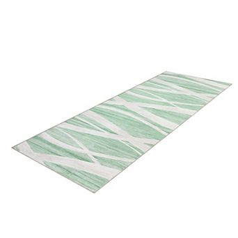 Washable Area Rug, Modern Wave Distressed Non-Slip Low Pile Rug for Living Room