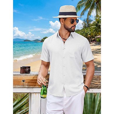 COOFANDY Men' Casual Linen Shirts Button Down Shirts for Men Summer Beach Shirts Linen Shirts for