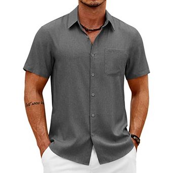 COOFANDY Men' Casual Linen Shirts Button Down Shirts for Men Summer Beach Shirts Linen Shirts for