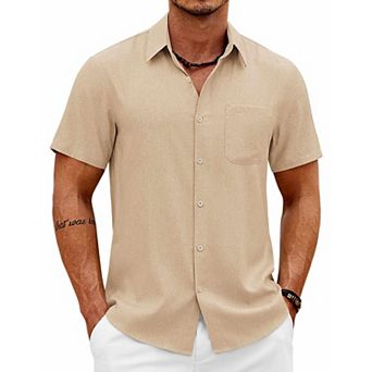 COOFANDY Men' Casual Shirts Button Down Shirts for Men Summer Beach Wrinkle Free