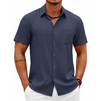 COOFANDY Men' Casual Shirts Button Down Shirts for Men Summer Beach Wrinkle Free