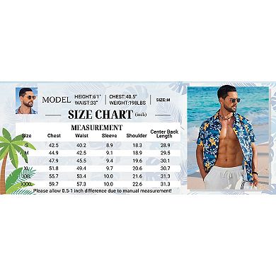 COOFANDY Beach Shirts for Men Hawaiian Short Sleeve Button Down Printed Shirts Tropical Vacation