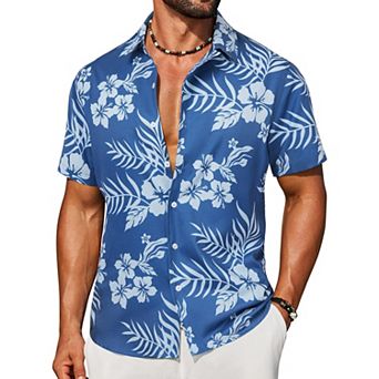 COOFANDY Beach Shirts for Men Hawaiian Short Sleeve Button Down Printed Shirts Tropical Vacation