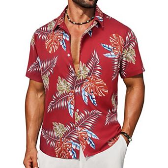 COOFANDY Beach Shirts for Men Hawaiian Short Sleeve Button Down Printed Shirts Tropical Vacation