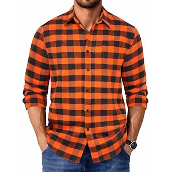 COOFANDY Men' Flannel Shirt Casual Long Sleeve Checkered Untucked Shirt Winter Overshirt