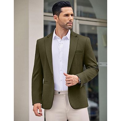 COOFANDY Mens Casual Blazer One Button Lightweight Knit Suit Jacket Slim Fit Notch Lapel Sport Coat