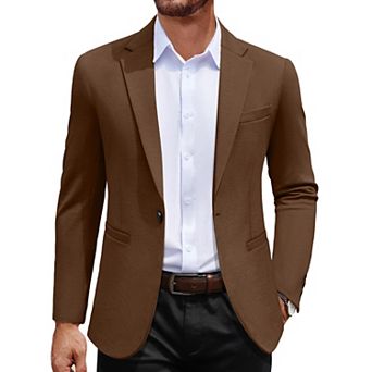 COOFANDY Mens Casual Blazer One Button Lightweight Knit Suit Jacket Slim Fit Notch Lapel Sport Coat