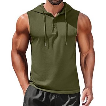 COOFANDY Men Workout Hooded Tank Tops Bodybuilding Muscle Cut Off T Shirt Sleeveless Training