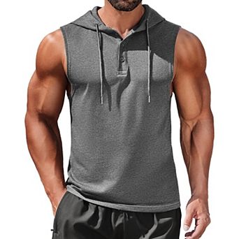 COOFANDY Men Workout Hooded Tank Tops Bodybuilding Muscle Cut Off T Shirt Sleeveless Training