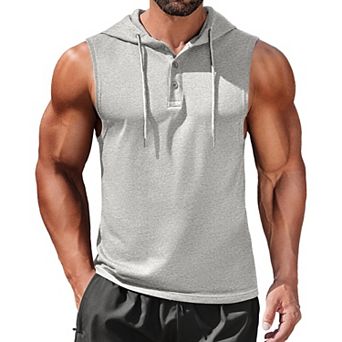 COOFANDY Men Workout Hooded Tank Tops Bodybuilding Muscle Cut Off T Shirt Sleeveless Training