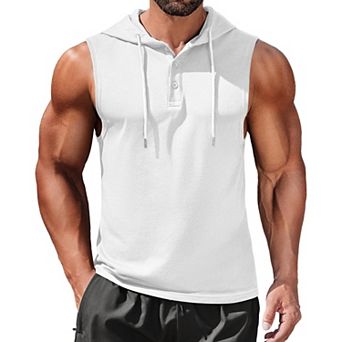 COOFANDY Men Workout Hooded Tank Tops Bodybuilding Muscle Cut Off T Shirt Sleeveless Training