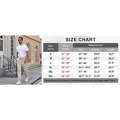 COOFANDY Mens Casual Pants Elastic Waist Chino Pants Lightweight Drawstring Pants with Pockets