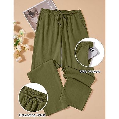 COOFANDY Men' Linen Pants Lightweight Elastic Waist Drawstring Casual Beach Yoga Pants