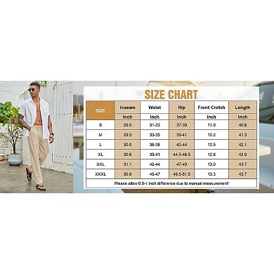 COOFANDY Men' Linen Pants Lightweight Elastic Waist Drawstring Casual Beach Yoga Pants