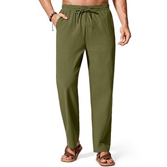 COOFANDY Men' Linen Pants Lightweight Elastic Waist Drawstring Casual Beach Yoga Pants