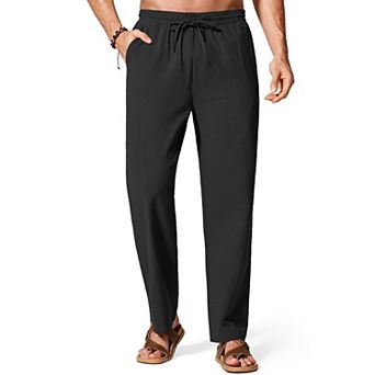 COOFANDY Men' Linen Pants Lightweight Elastic Waist Drawstring Casual Beach Yoga Pants