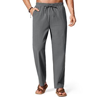 COOFANDY Men' Linen Pants Lightweight Elastic Waist Drawstring Casual Beach Yoga Pants