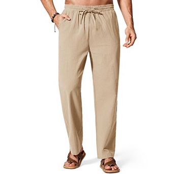 COOFANDY Men' Linen Pants Lightweight Elastic Waist Drawstring Casual Beach Yoga Pants